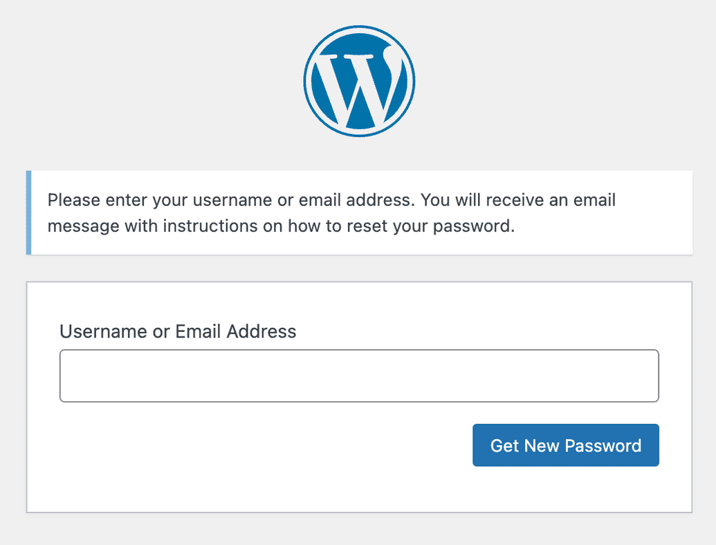 WordPress forgot password form