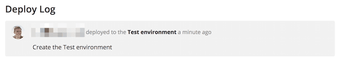 Test environment deploy log