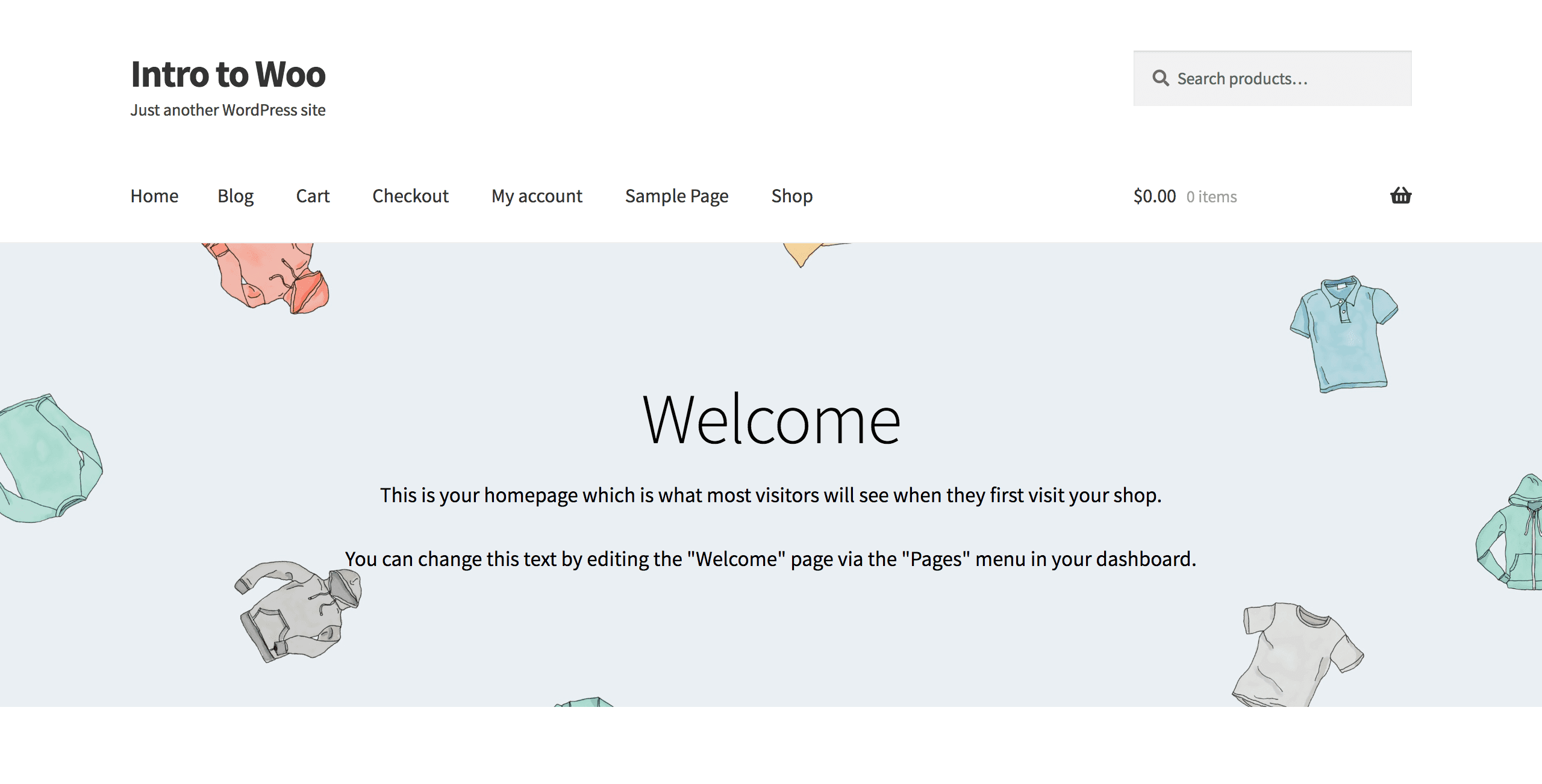 WooCommerce site home page