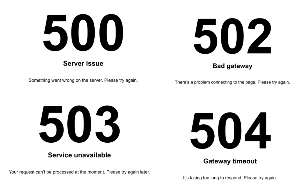new 5xx unbranded error messages