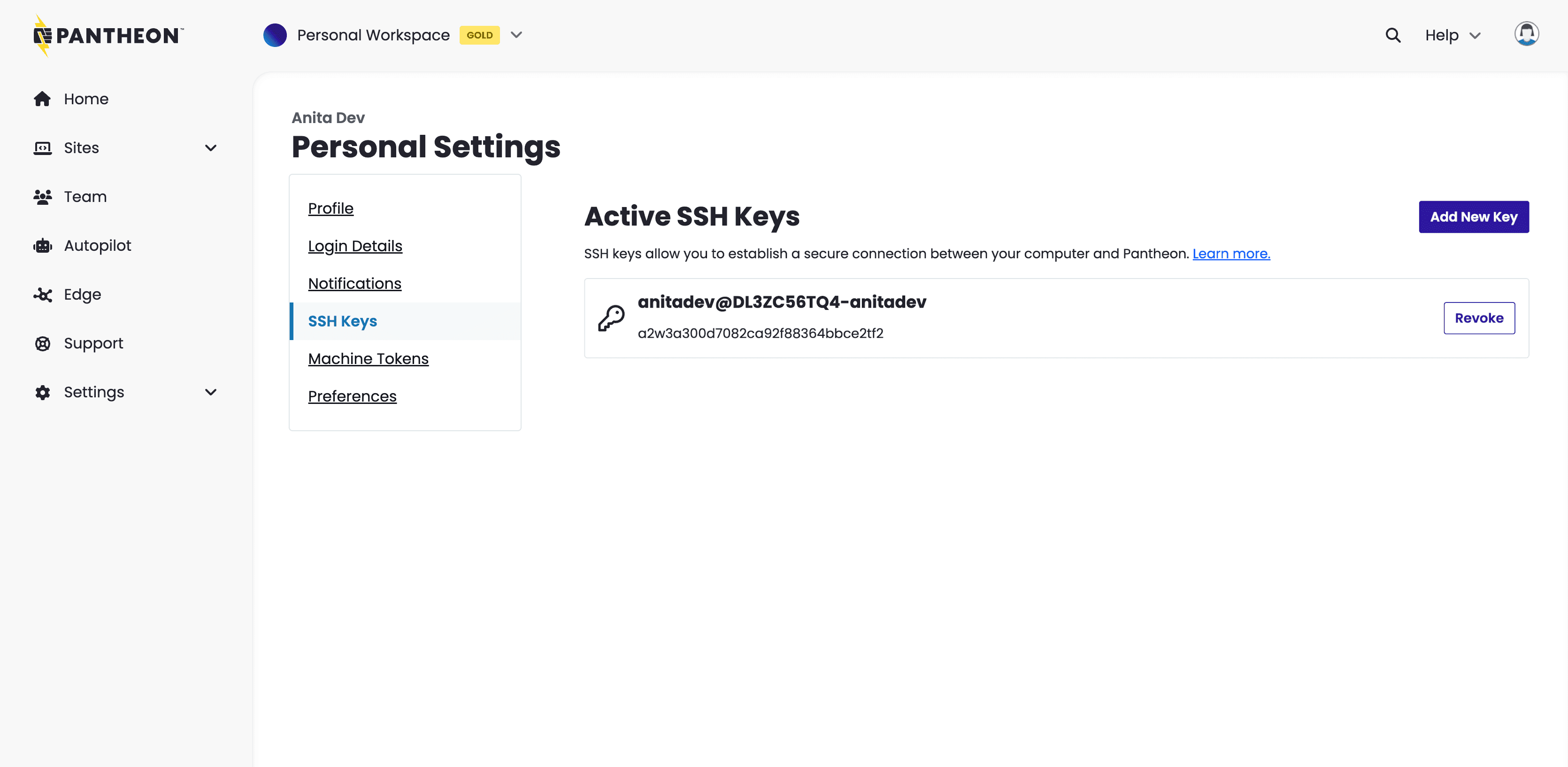 Delete SSH Key