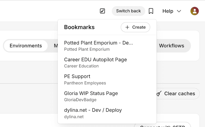 Bookmarks panel