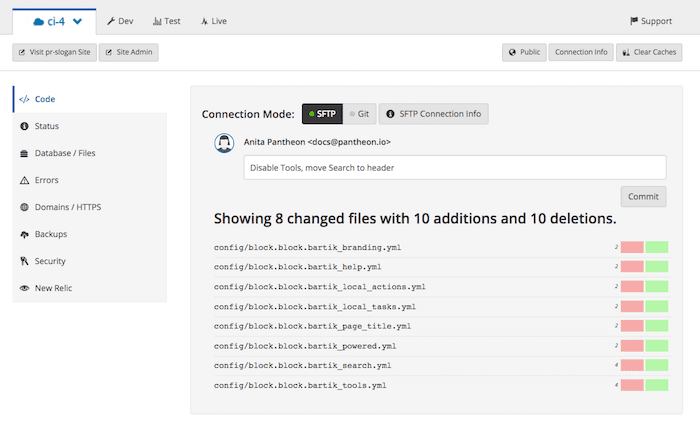 Commit exported config
