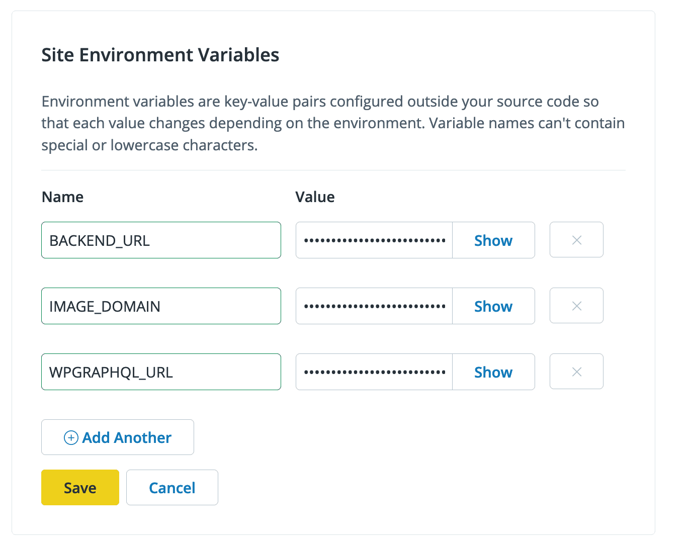 Site Environment Variables