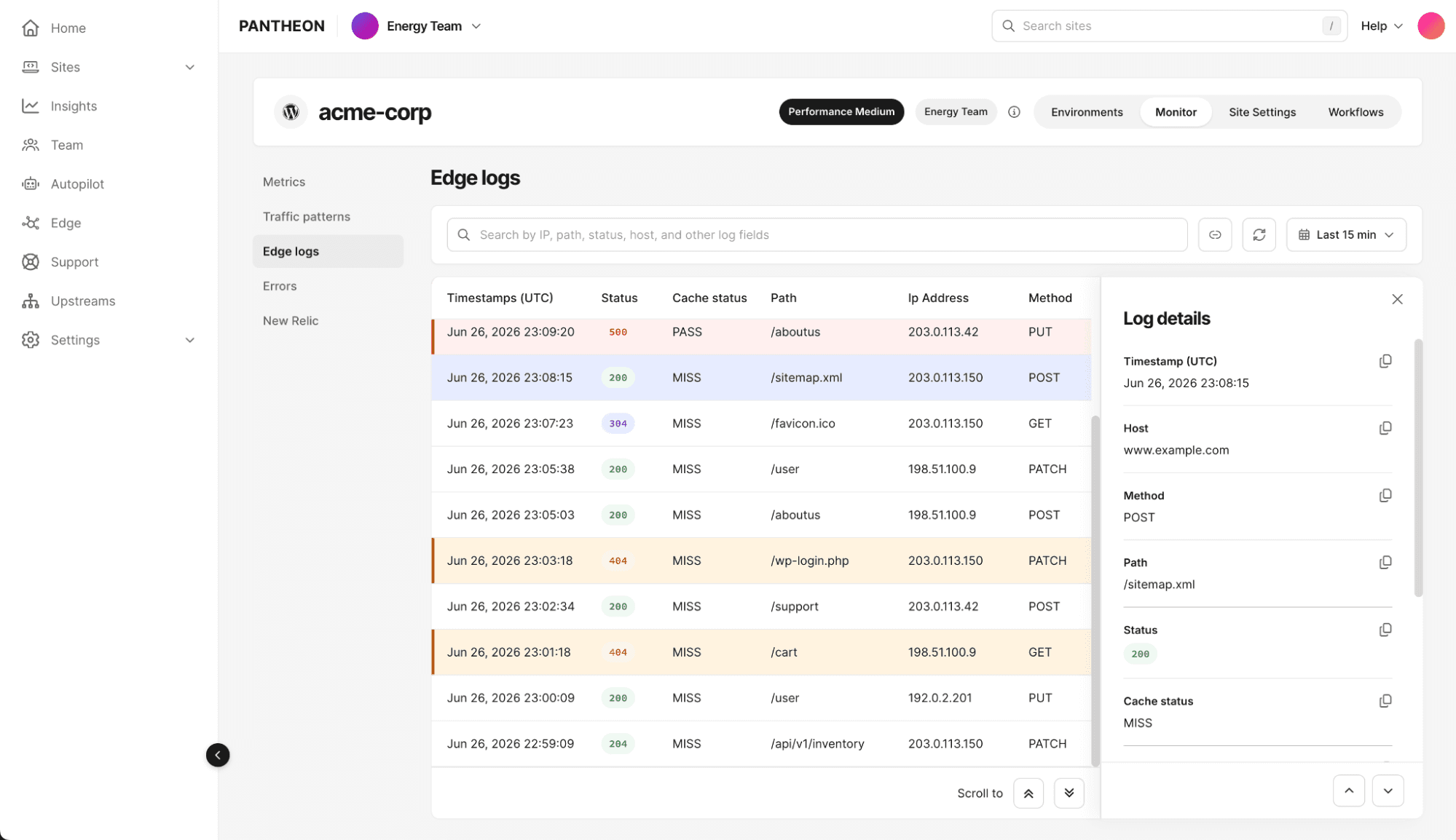 edge access logs showing access logs