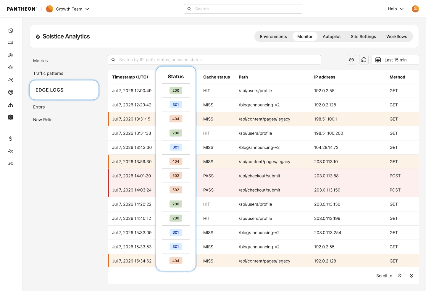 edge access logs showing access logs