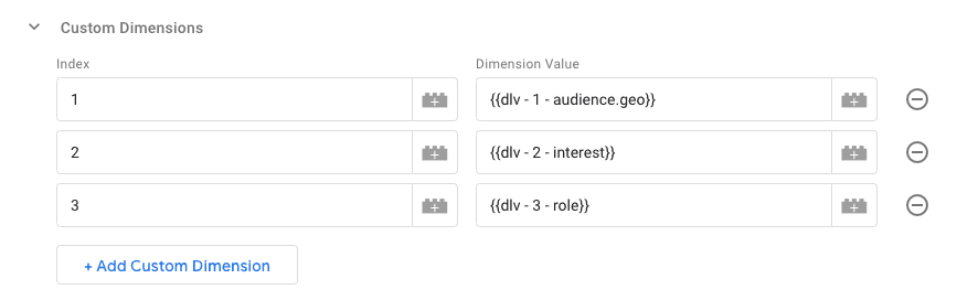 Custom Dimensions List