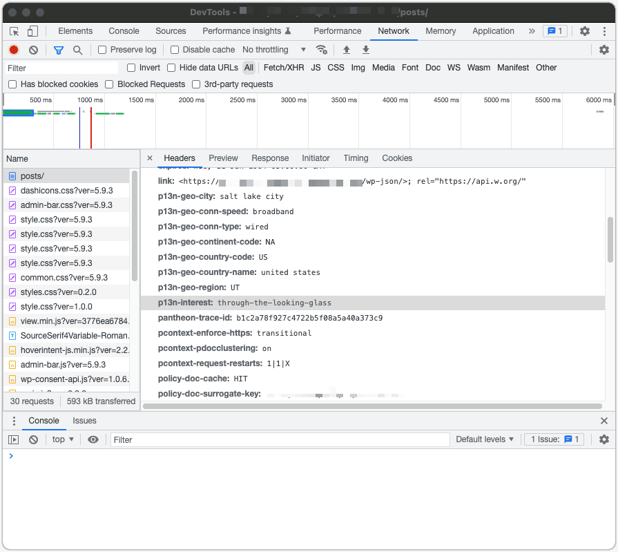 Chrome Developer Tools Interest Headers