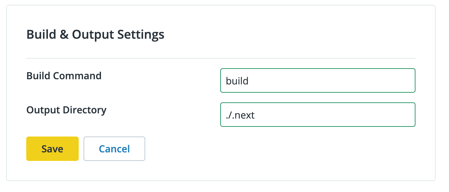 Build and Output Settings