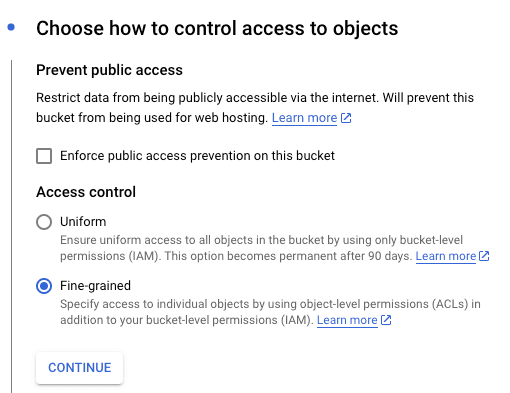 GCS Bucket Settings 4