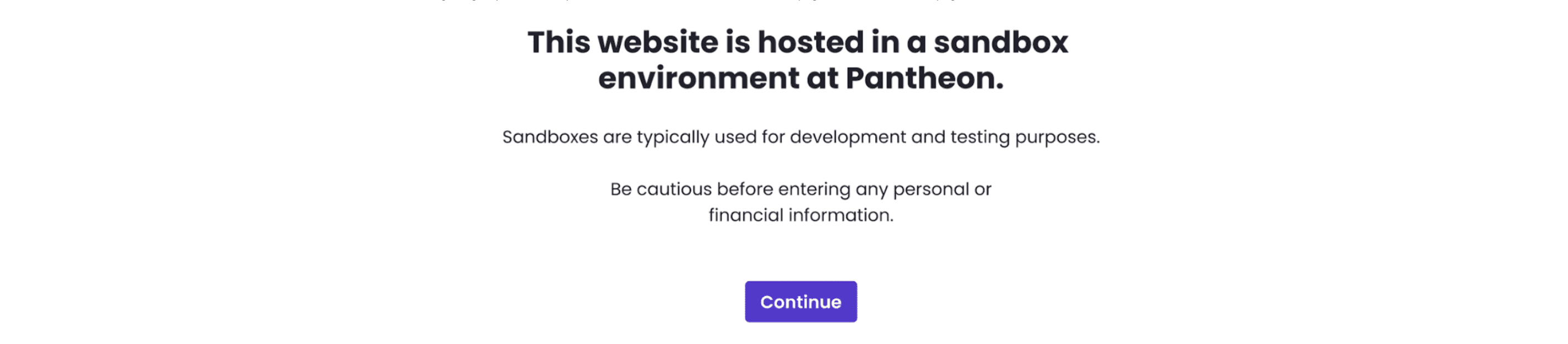 screenshot of warning message