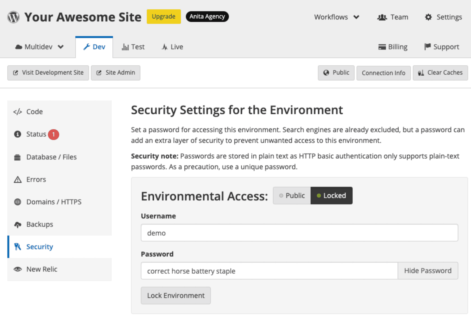 Lock environment