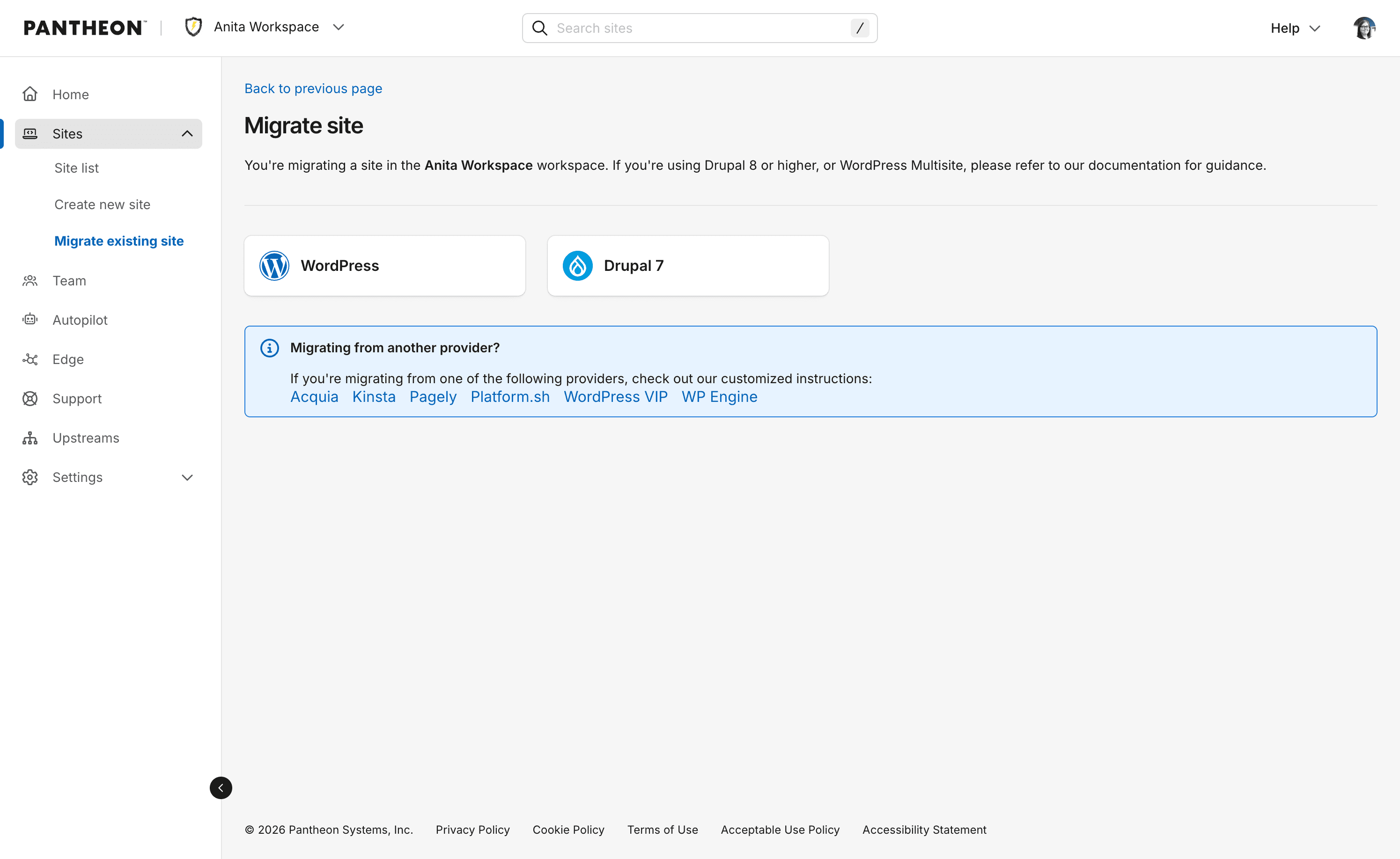 Enter URL and select CMS