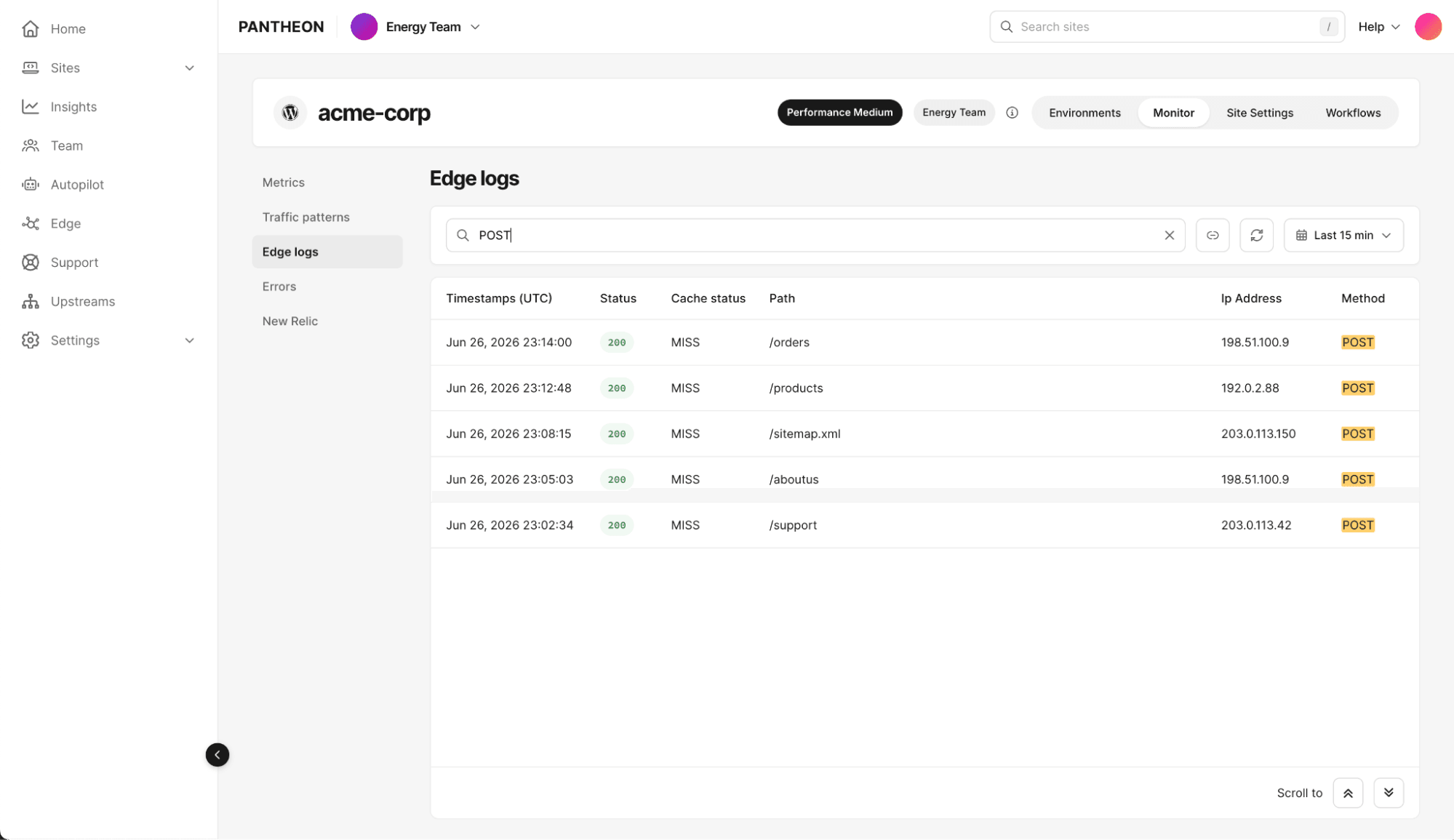 edge access logs showing access logs