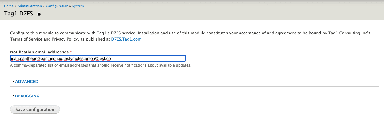 Tag1 D7ES configuration