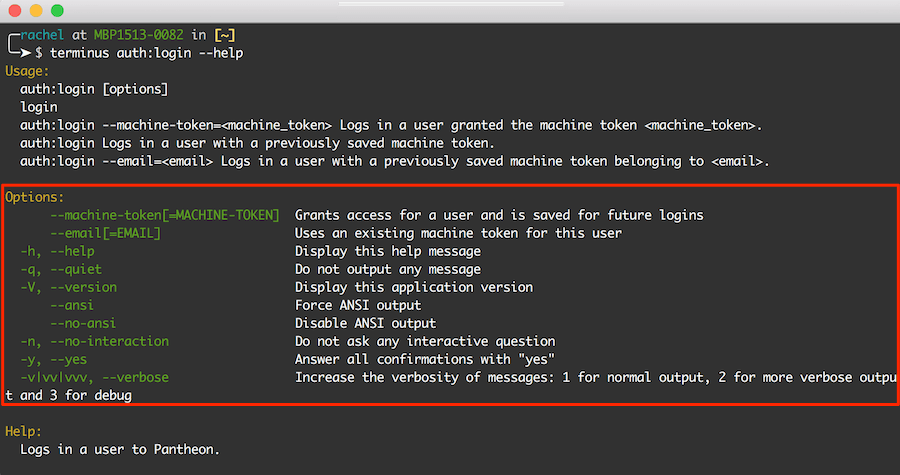 Terminus Help Command Example