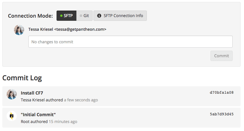 Pantheon Site Dashboard: Commit CF7