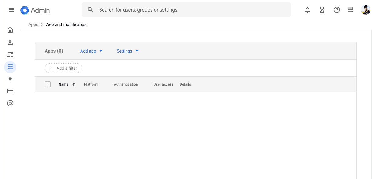 Google Console Web and Mobile Apps