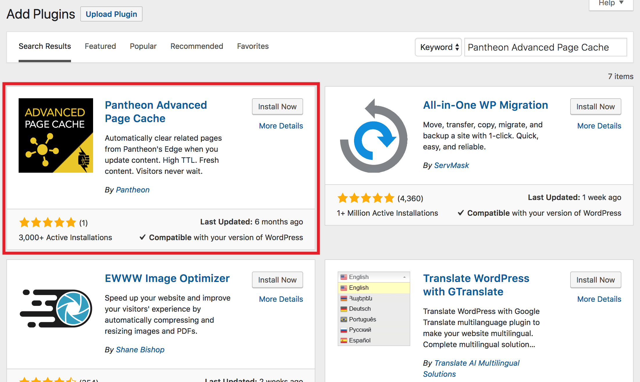 Install Pantheon Advanced Page Cache plugin