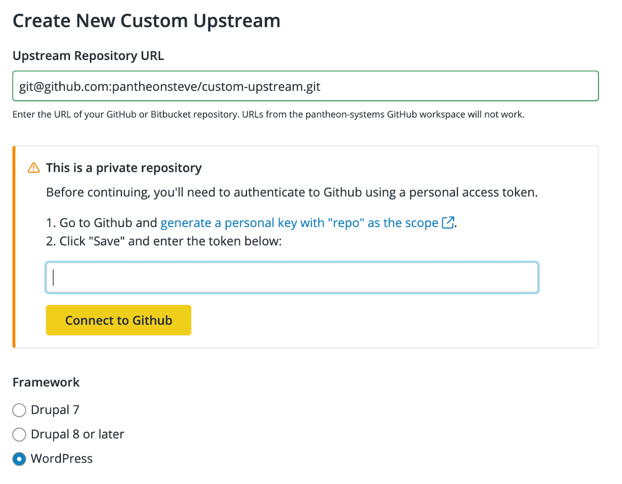Custom Upstreams Form
