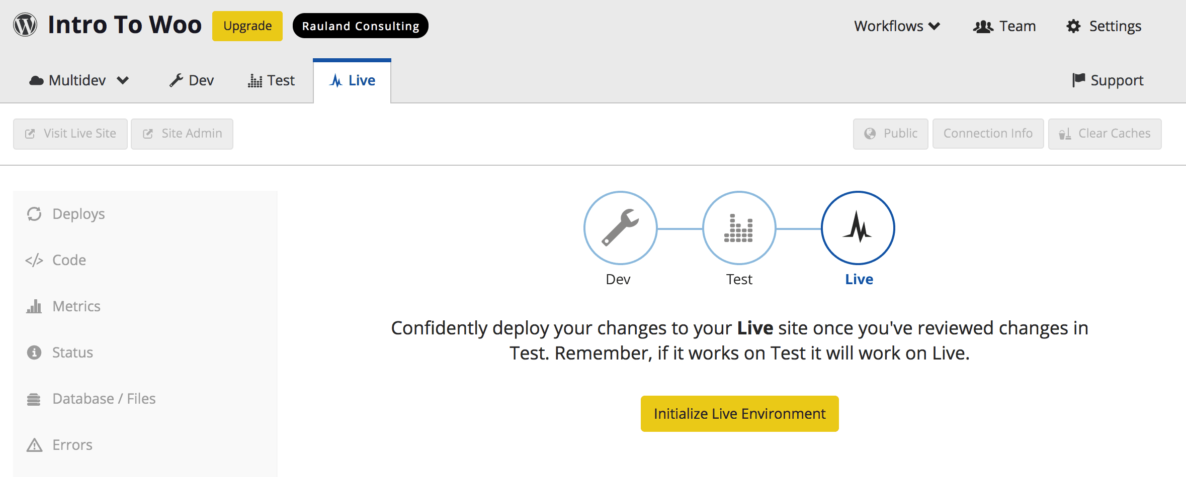Initializing the live environment