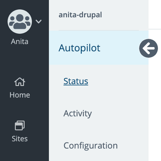 Autopilot Sidebar - The sidebar shows links to Status, Activity, and Configuration screens.