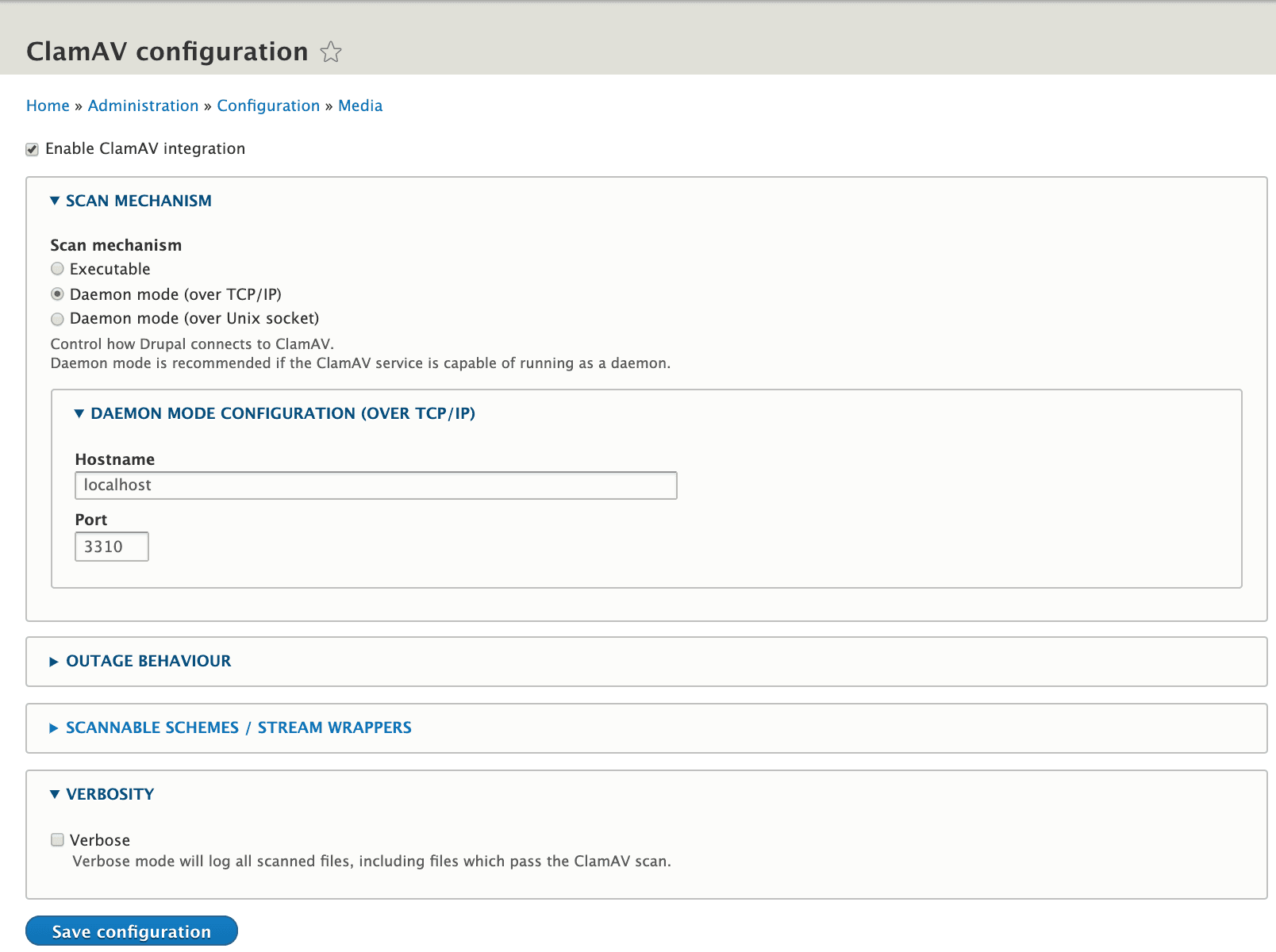 ClamAV Module Settings