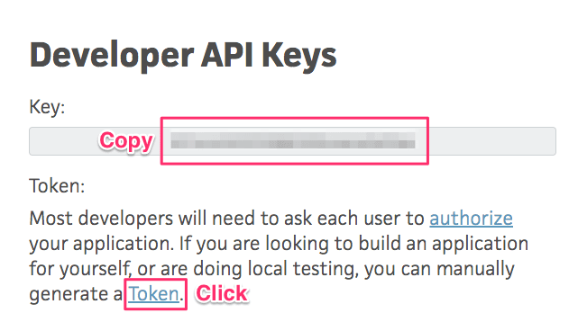 Copy developer api key