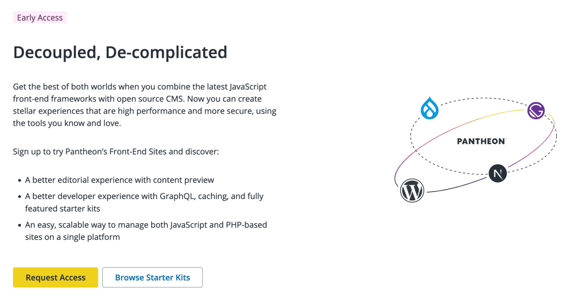 Sign up page in the Pantheon dashboard for decoupled Early Access