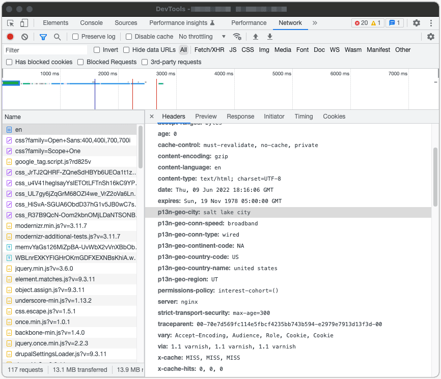 Chrome Developer Tools Geolocation Headers