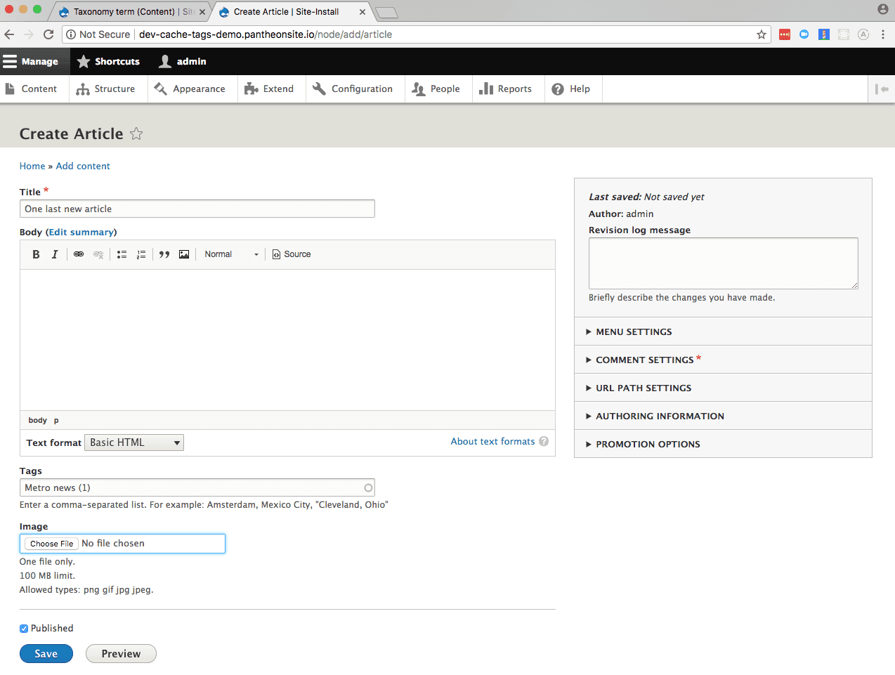 Node add form
