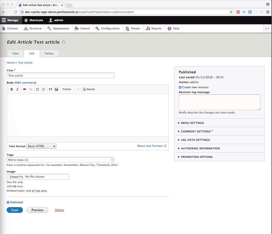 Node edit form