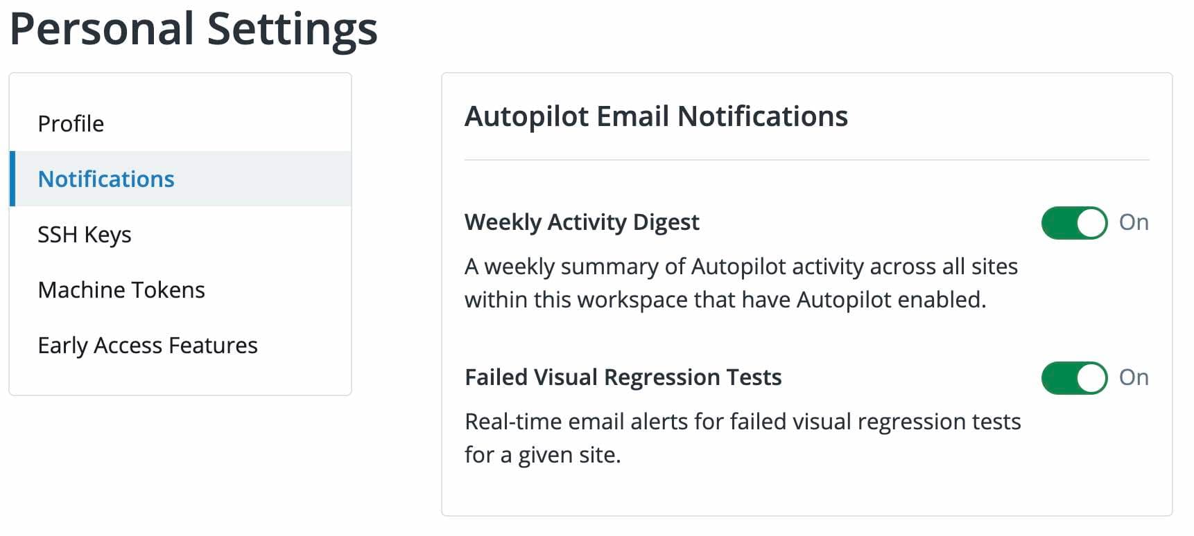 My Dashboard Settings include options for Autopilot email notifications