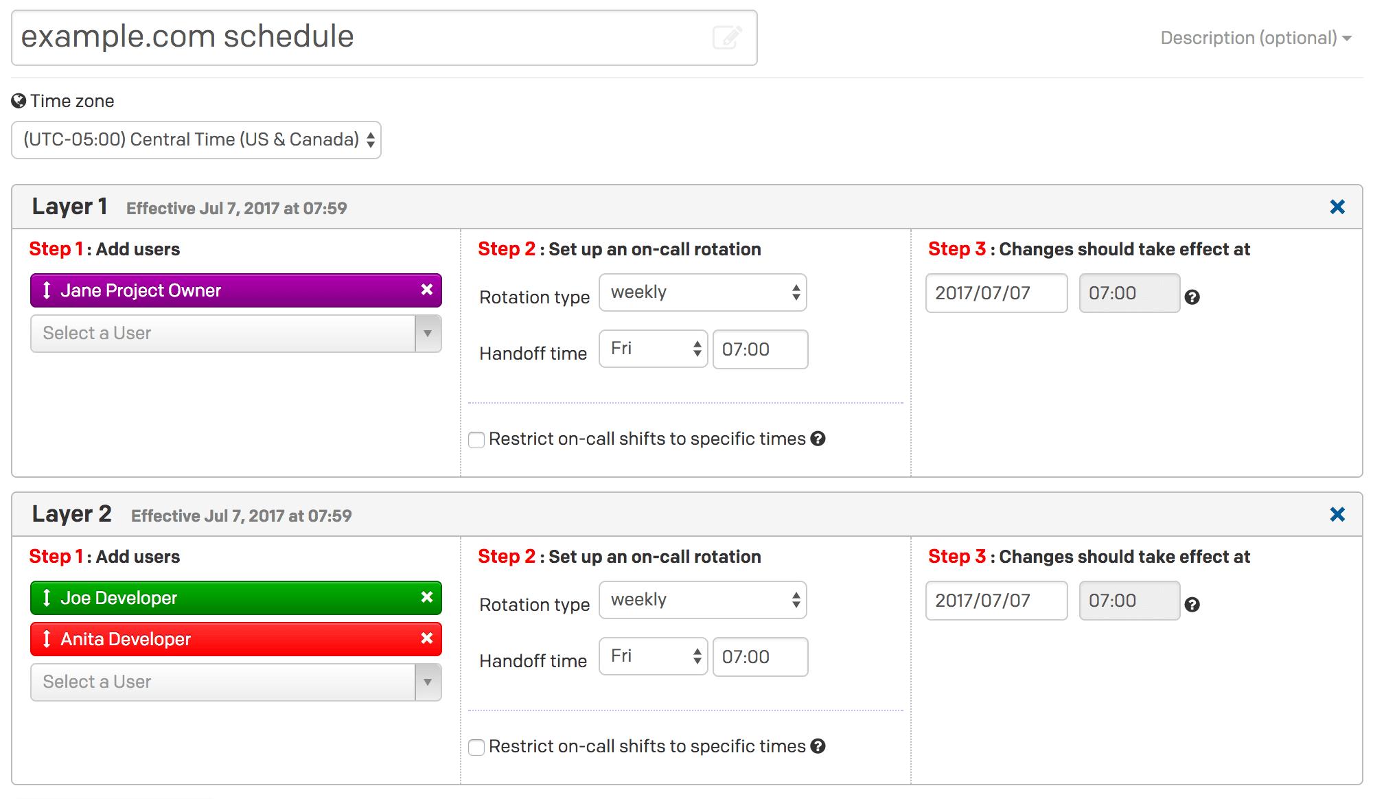 Team schedule