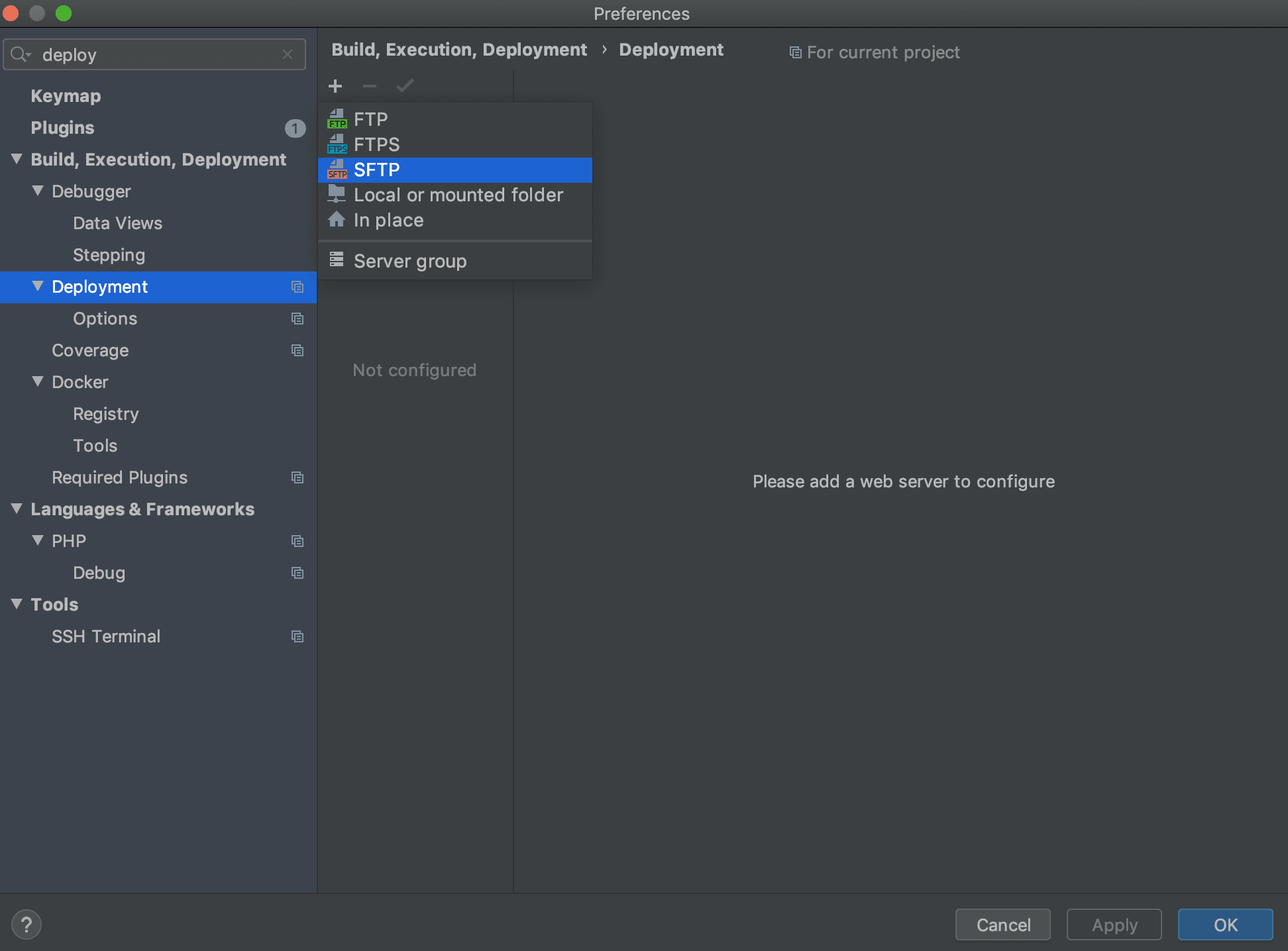 PhpStorm on-server development settings