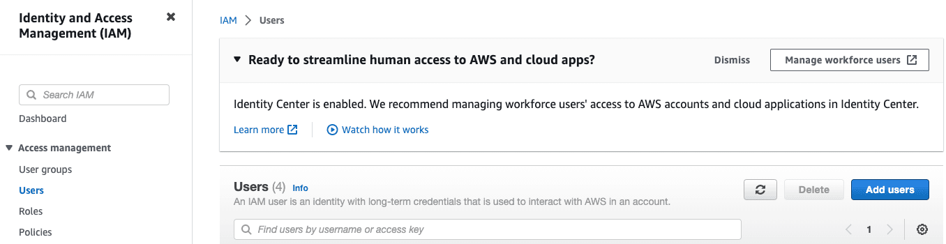 Create AWS S3 access step 4