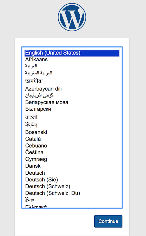WordPress choose language