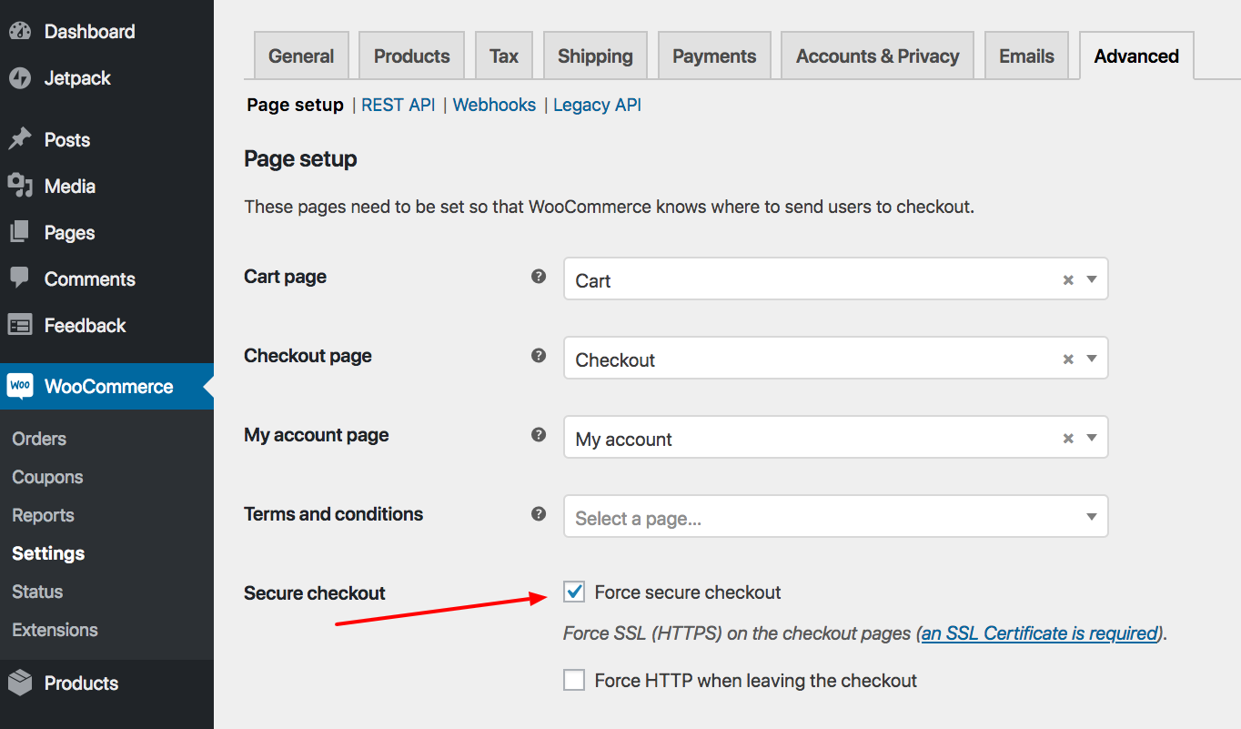 Force HTTPS in checkout