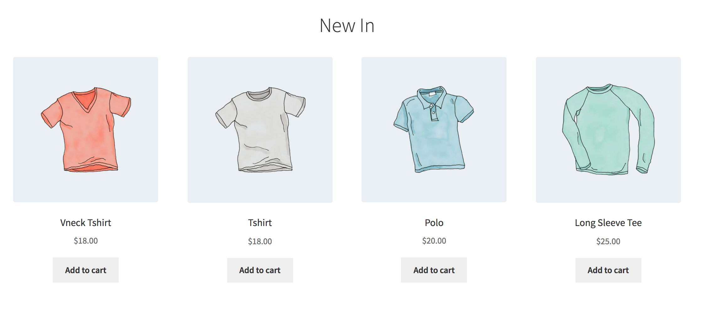 WooCommerce demo products on the site front end
