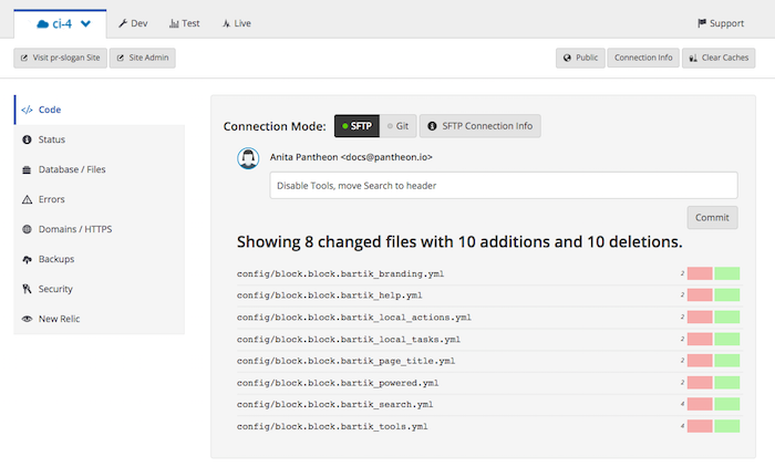 Commit exported config