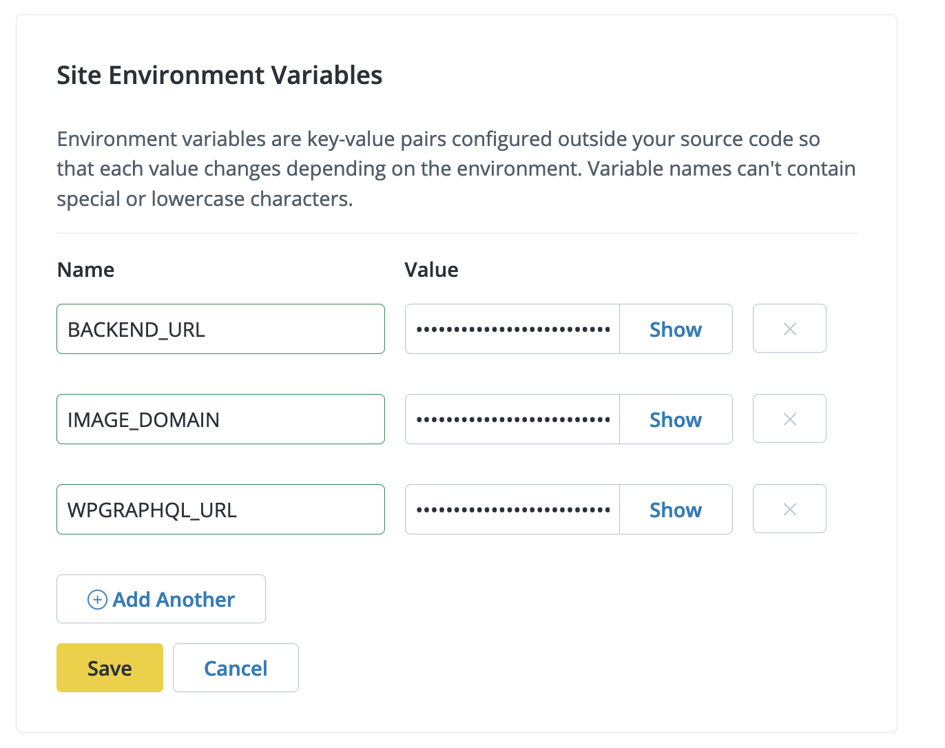 Site Environment Variables