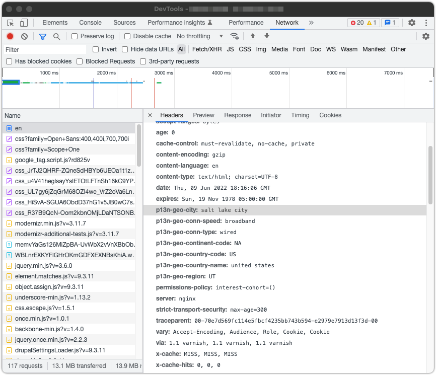 Chrome Developer Tools Geolocation Headers