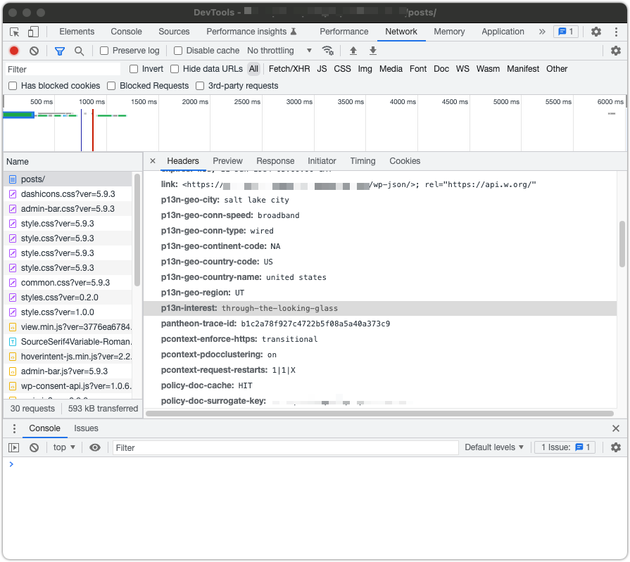 Chrome Developer Tools Interest Headers