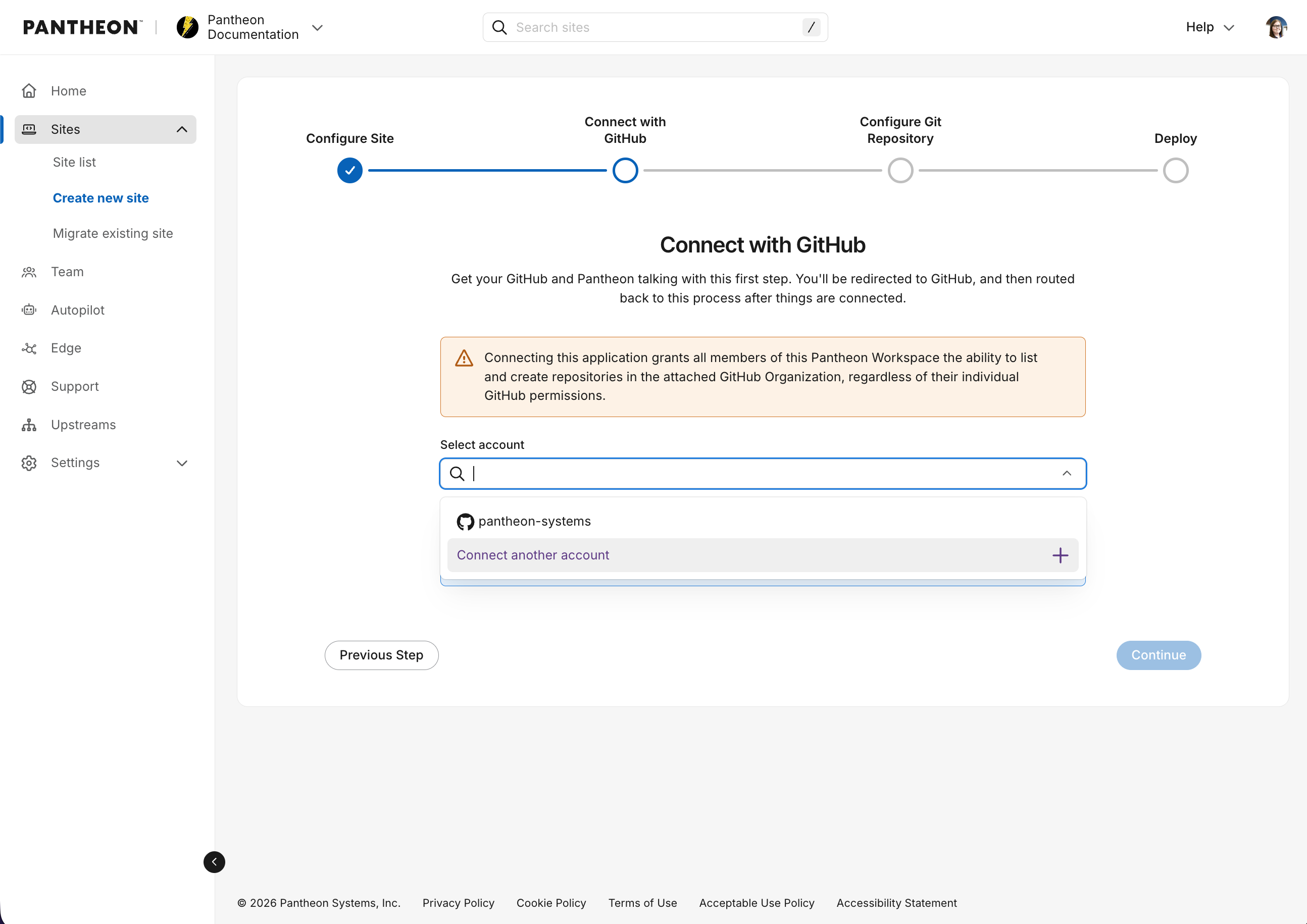 select user or organization