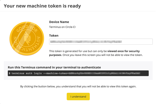 New machine token successfully created