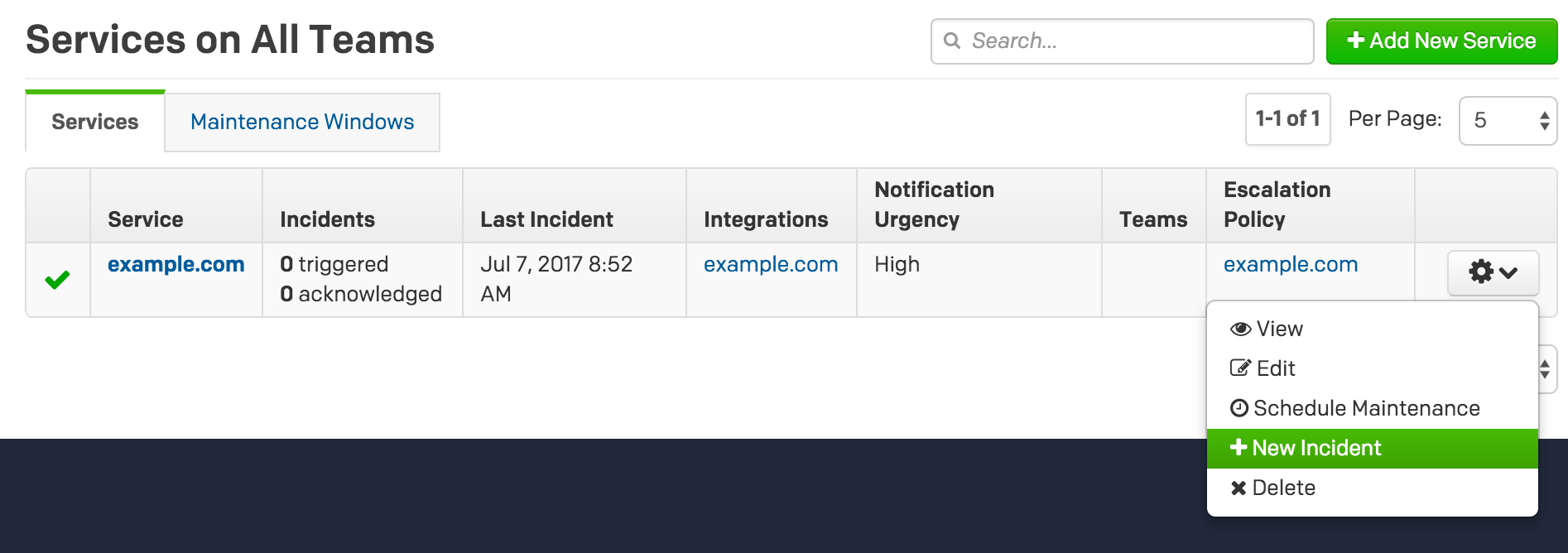 Configure existing service