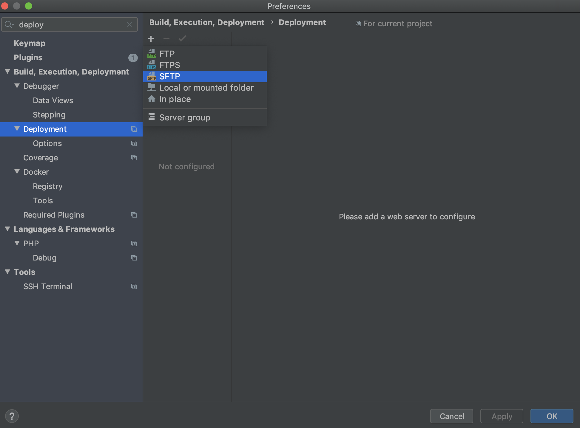 PhpStorm on-server development settings