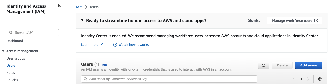 Create AWS S3 access step 4