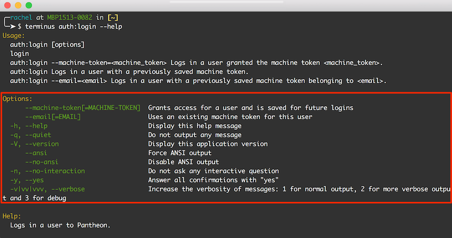 Terminus Help Command Example