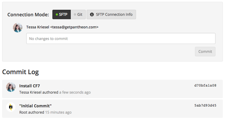 Pantheon Site Dashboard: Commit CF7